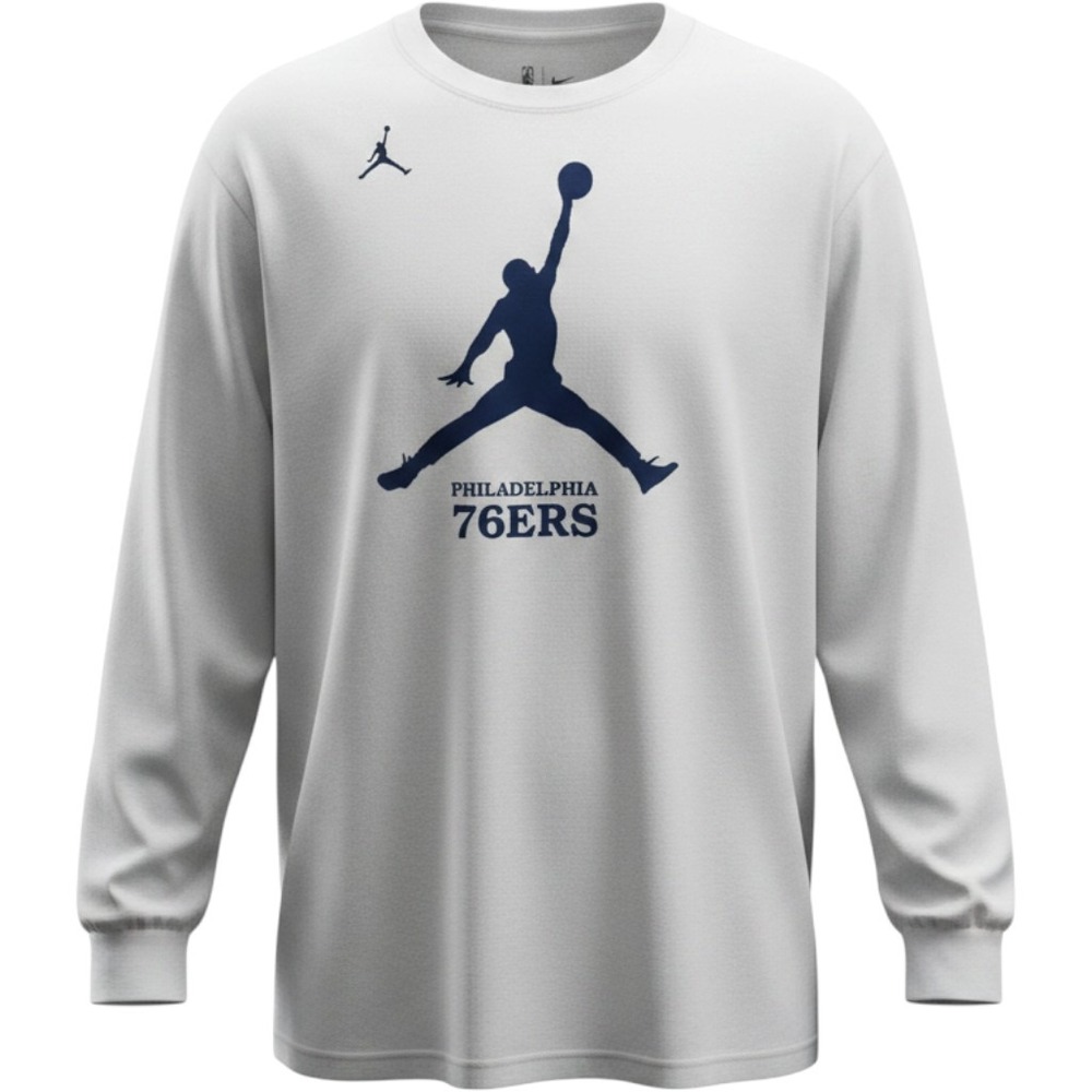 Nike Jordan Philadelphia 76ers NBA Long-Sleeve T-Shirt White, Medium
